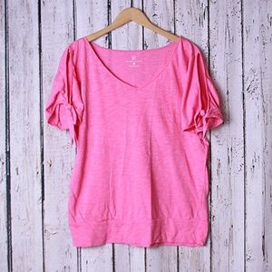 NY&Co V-neck Tee with Slit Sleeve Size L